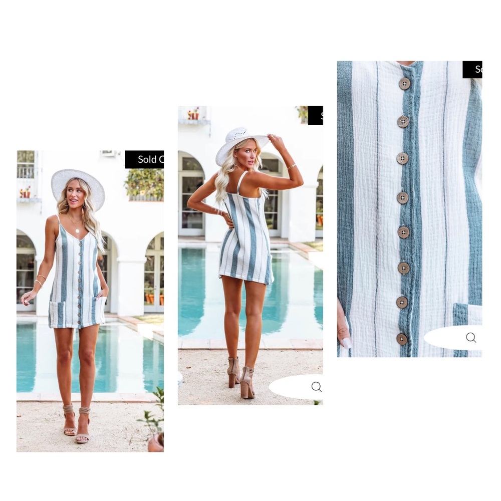 Vici small NWT Hosanna Cotton Pocketed Striped Button Down Dress